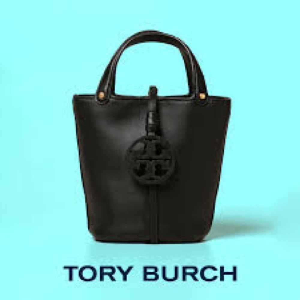 ‼️WOW‼️Tory Burch Black Leather MILLER BUCKET Tote Bag🖤NWT